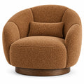 Sillón tapizado de líneas curvas de contorno redondeado, marrón
