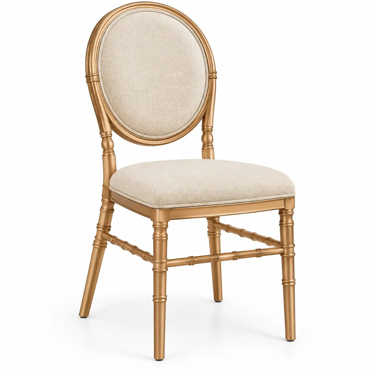 Silla con respaldo de contorno redondeado, beige y marrón