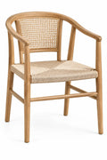 Silla con respaldo con detalles de entramado, marrón