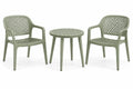 Conjunto de mesa y dos asientos con detalles de entramado, verde