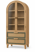 Vitrina de almacenamiento con formas arqueadas y cajones, marrón y verde